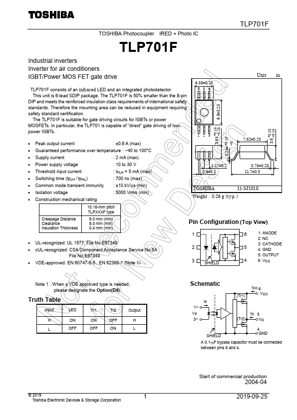 TLP701F Toshiba Semiconductor