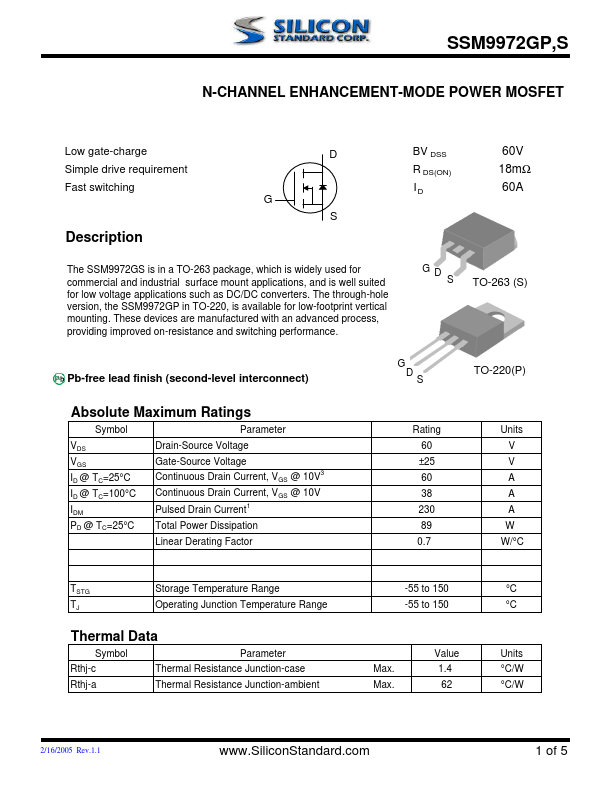 SSM9972GP Silicon Standard