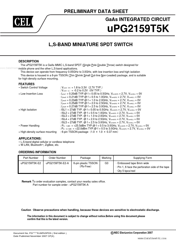 <?=UPG2159T5K?> डेटा पत्रक पीडीएफ