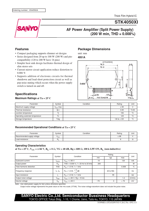 STK4050XI Sanyo Semicon Device