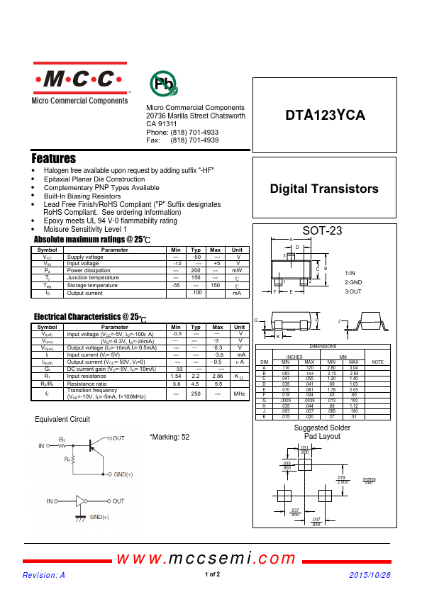 DTA123YCA MCC