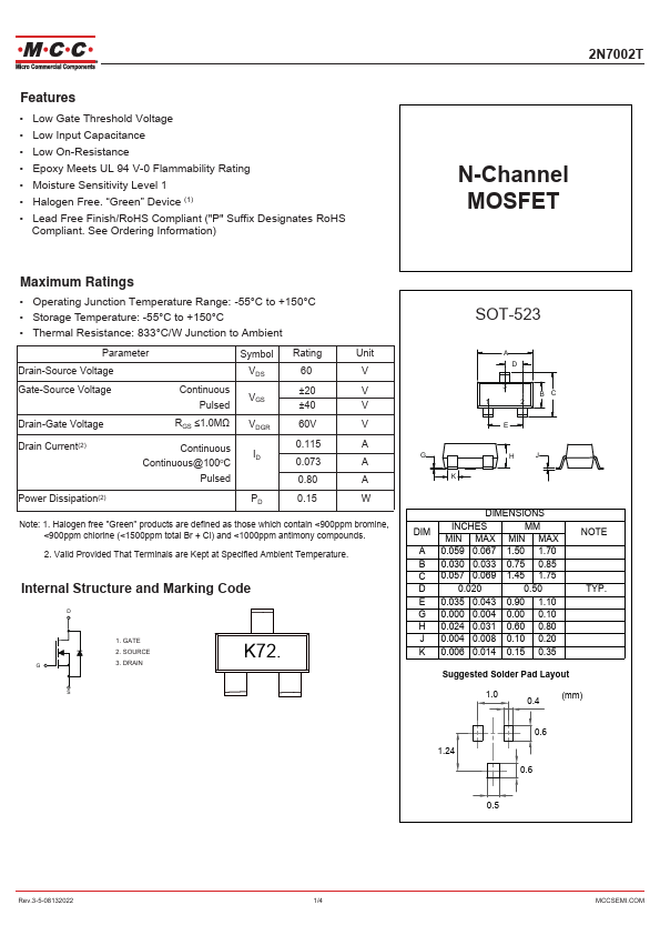 2N7002T MCC