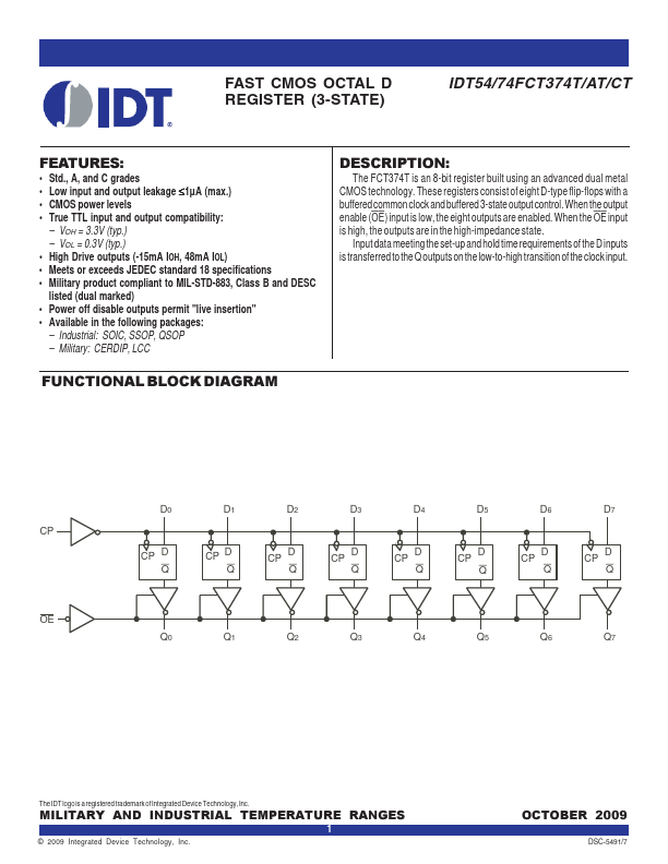 IDT74FCT374AT Integrated Device Tech