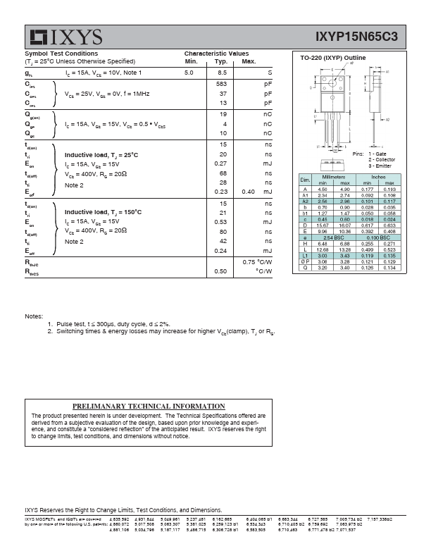 IXYP15N65C3