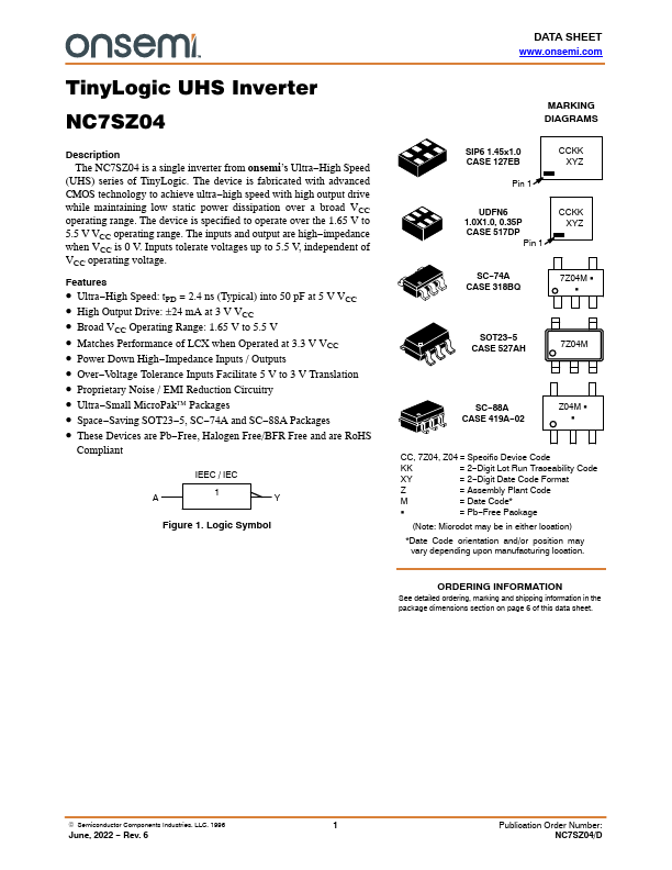 NC7SZ04 ON Semiconductor