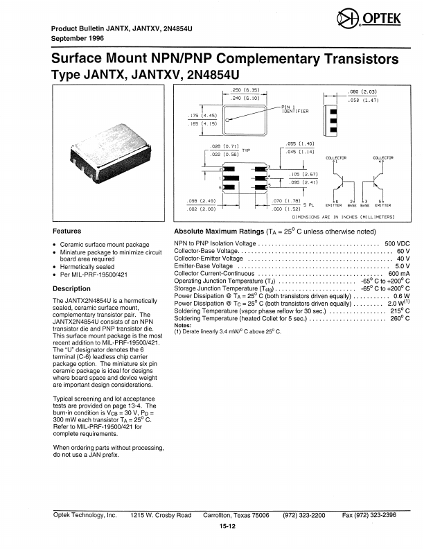 JANTXVC2N4854U ETC
