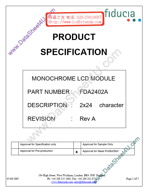 <?=FDA2402A?> डेटा पत्रक पीडीएफ