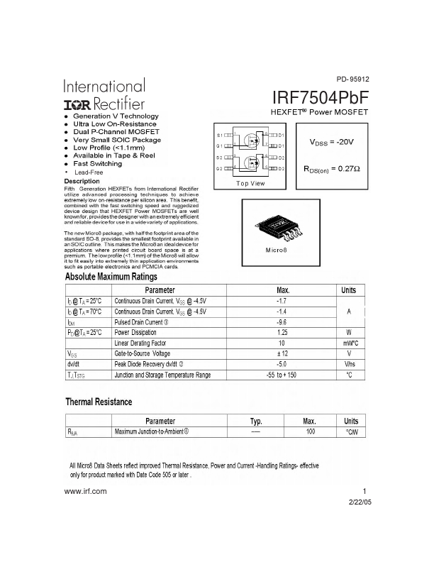 IRF7504PBF International Rectifier