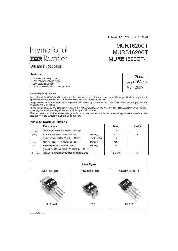 MURB1620CT International Rectifier