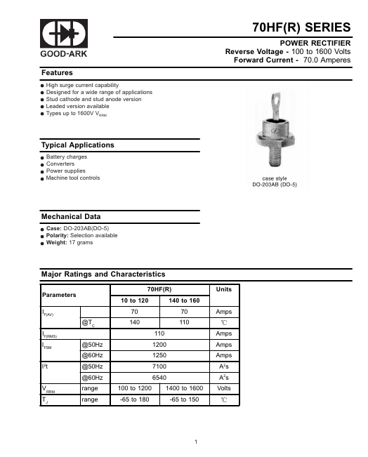 70HFR80M GOOD-ARK Electronics