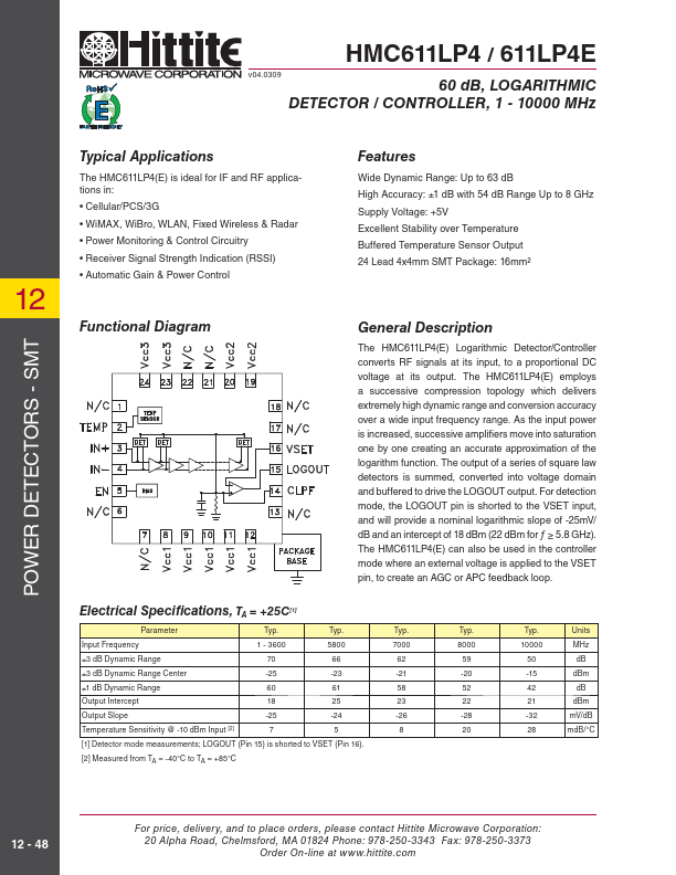 HMC611LP4E Hittite Microwave Corporation