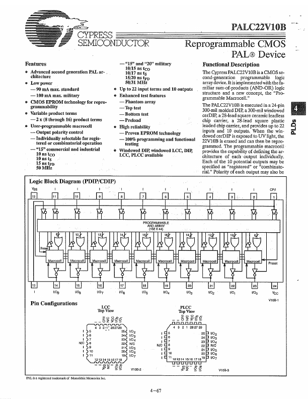 PALC22V10B Cypress Semiconductor