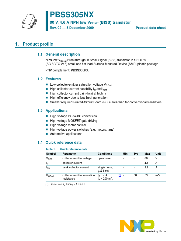 PBSS305NX nexperia