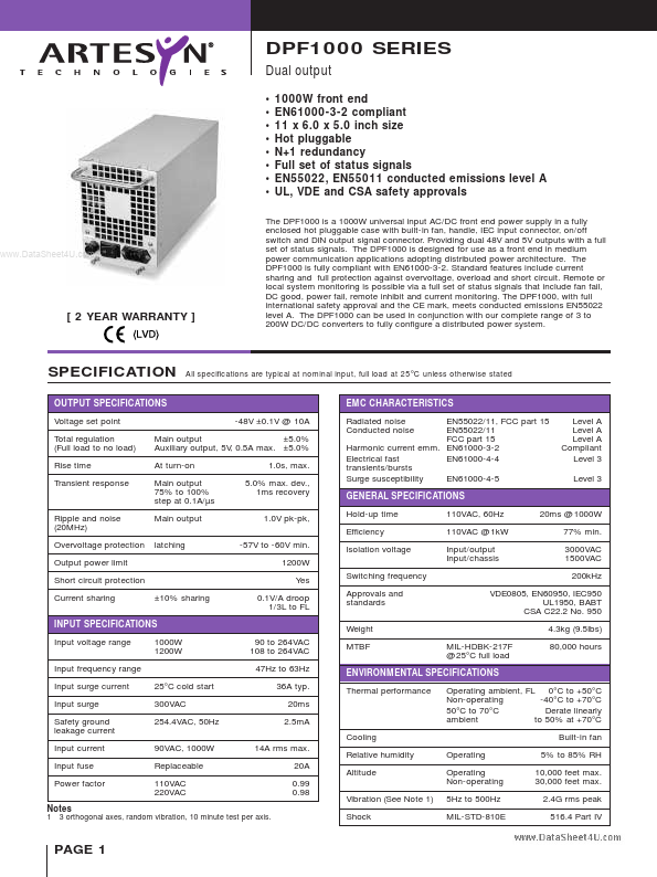 DFP1000 Artesyn Technologies