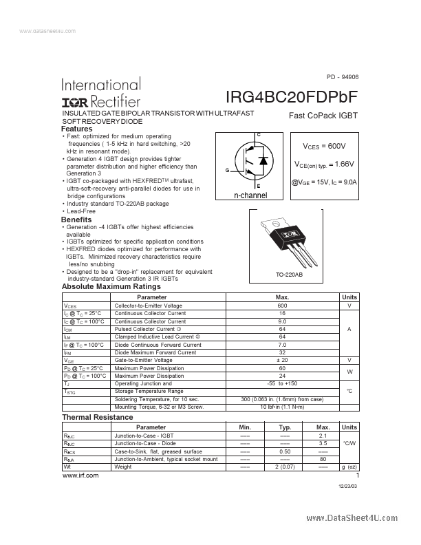 IRG4BC20FDPBF International Rectifier