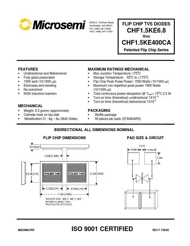 CHF1.5KE350A Microsemi Corporation