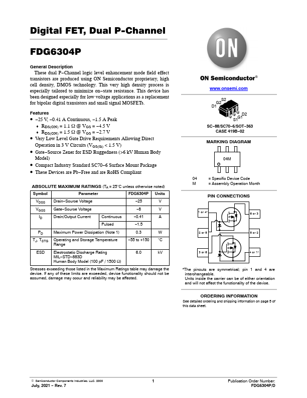 FDG6304P ON Semiconductor