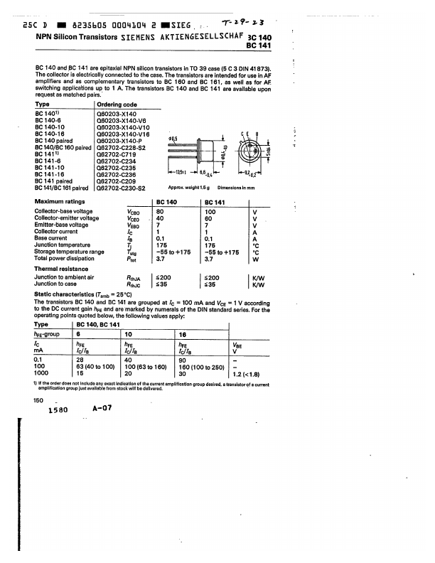 Q60203-X140-P Siemens Semiconductor Group