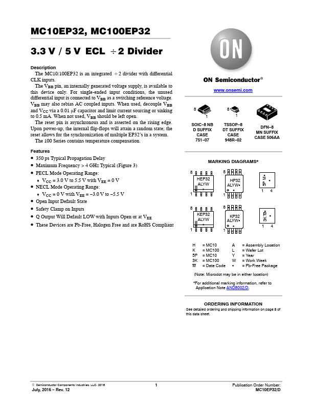 MC100EP32 ON Semiconductor