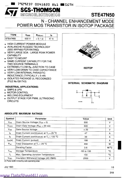 <?=STE47N50?> डेटा पत्रक पीडीएफ
