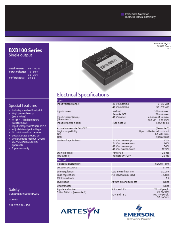 BXB100-24S12FLTJ