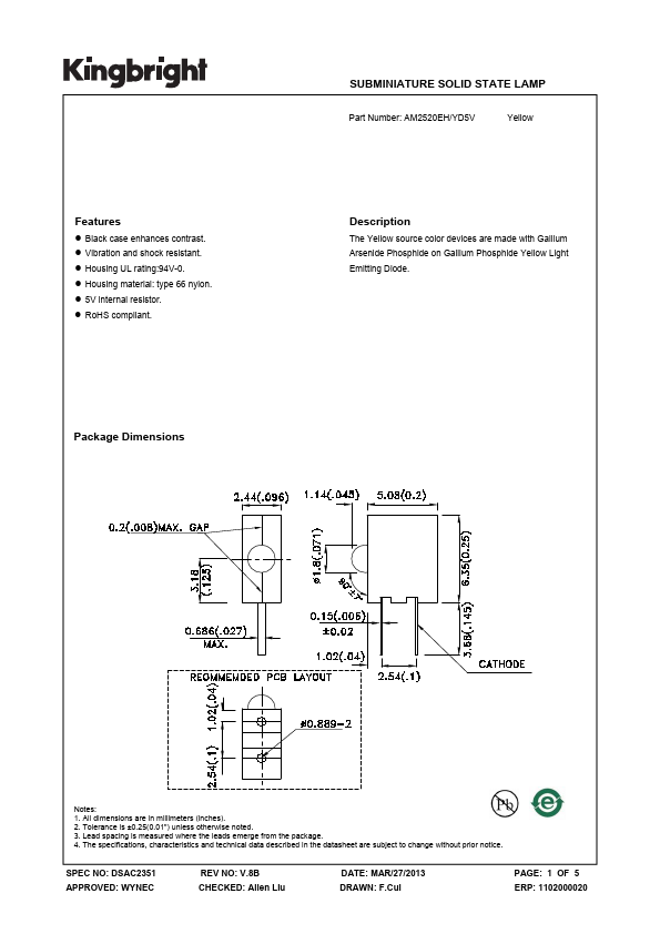 <?=AM2520EH-YD5V?> डेटा पत्रक पीडीएफ