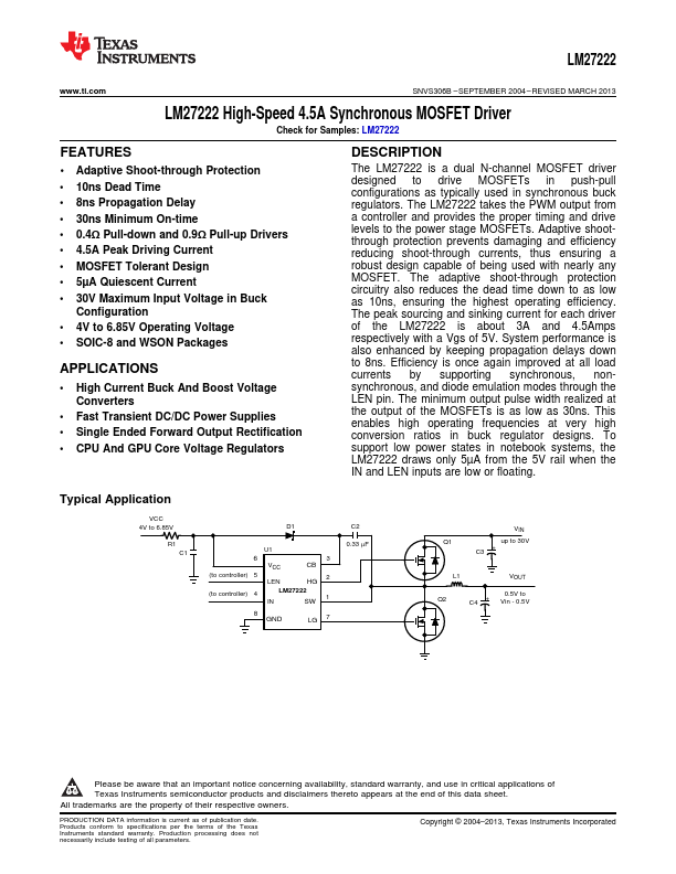 LM27222 Texas Instruments