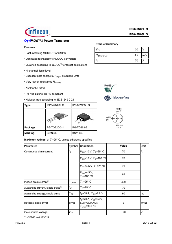 IPB042N03L Infineon