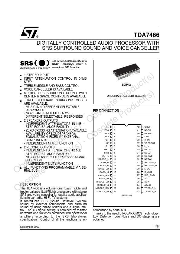 TDA7466 ST Microelectronics