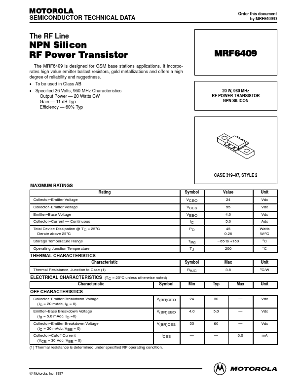 <?=MRF6409?> डेटा पत्रक पीडीएफ