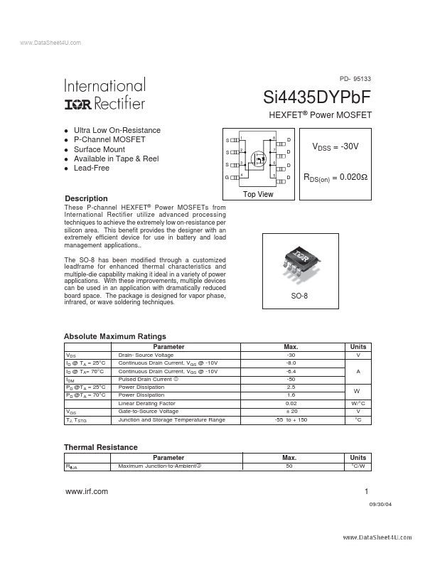 SI4435DYPBF International Rectifier