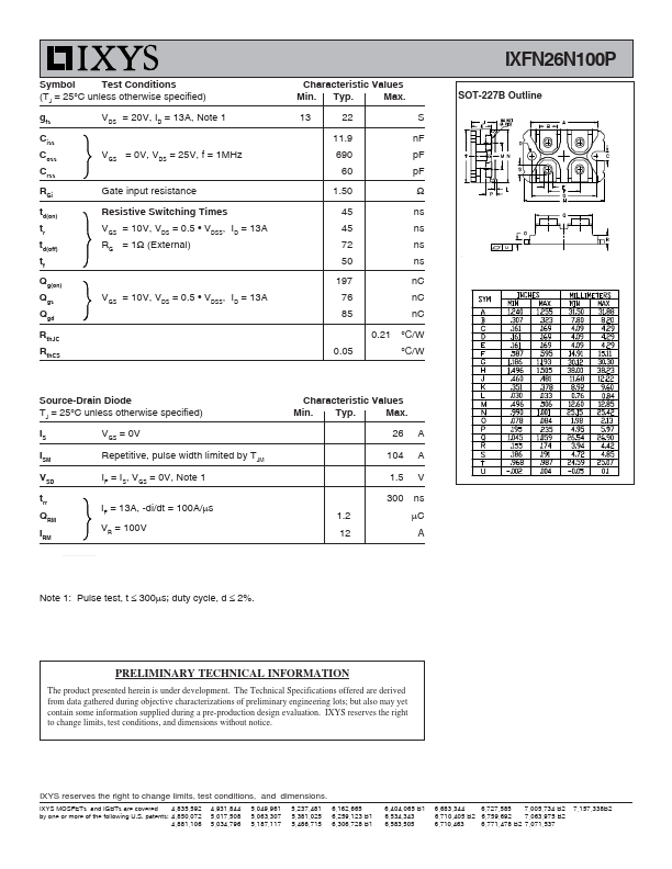 IXFN26N100P