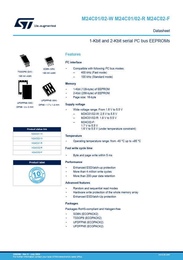 M24C01-W STMicroelectronics