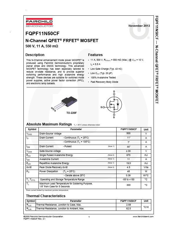 FQPF11N50CF