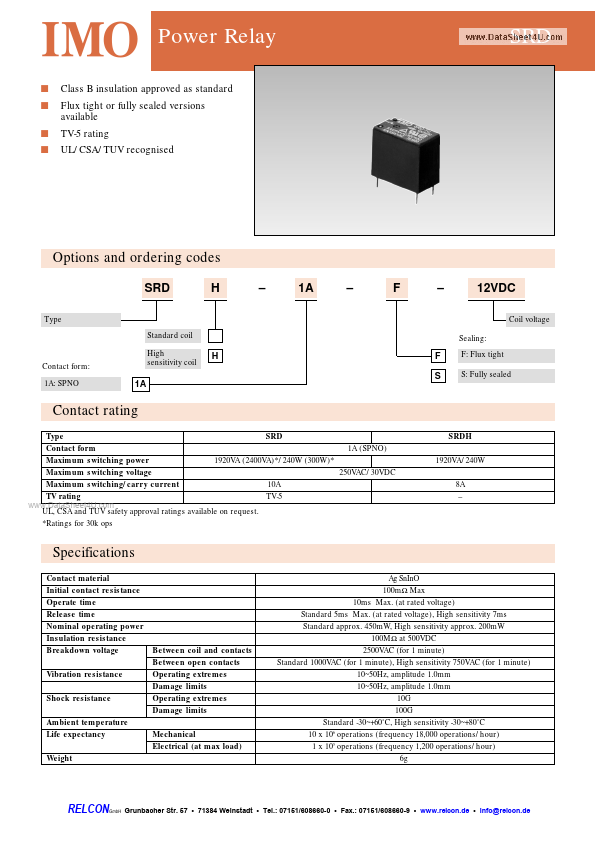 <?=SRD-1A-S-12VDC?> डेटा पत्रक पीडीएफ