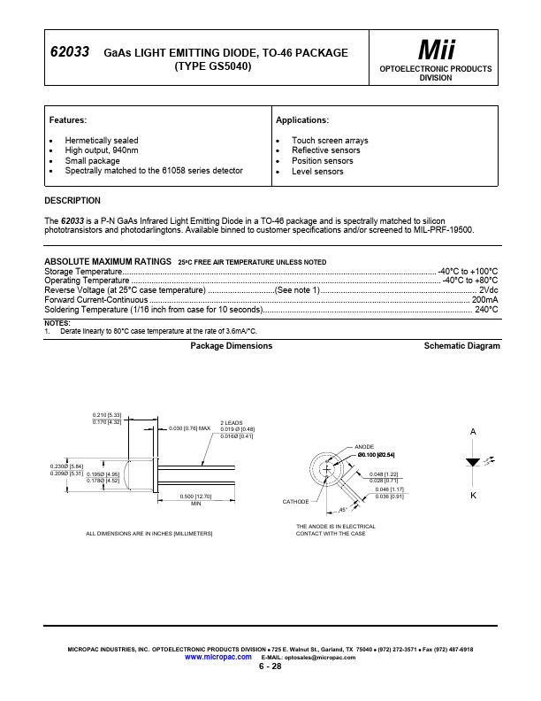 62033-001 Micropac Industries