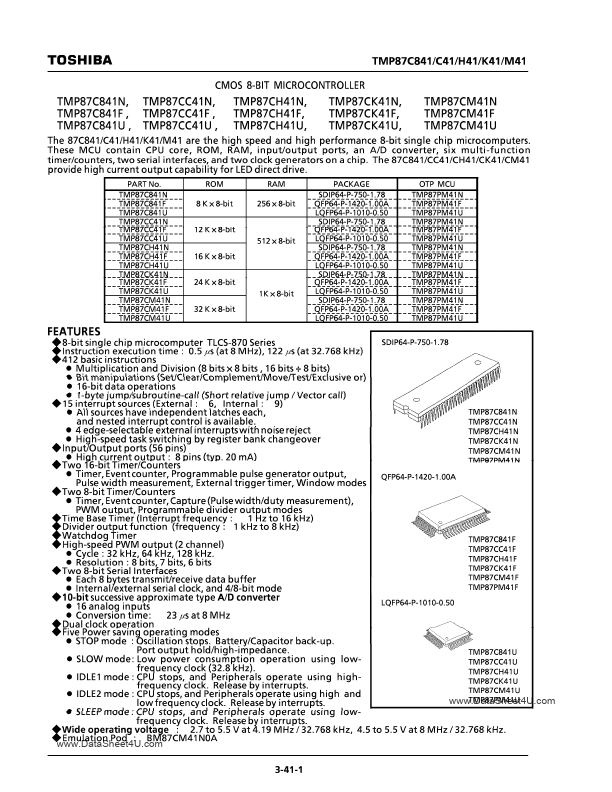 <?=TMP87CM41?> डेटा पत्रक पीडीएफ