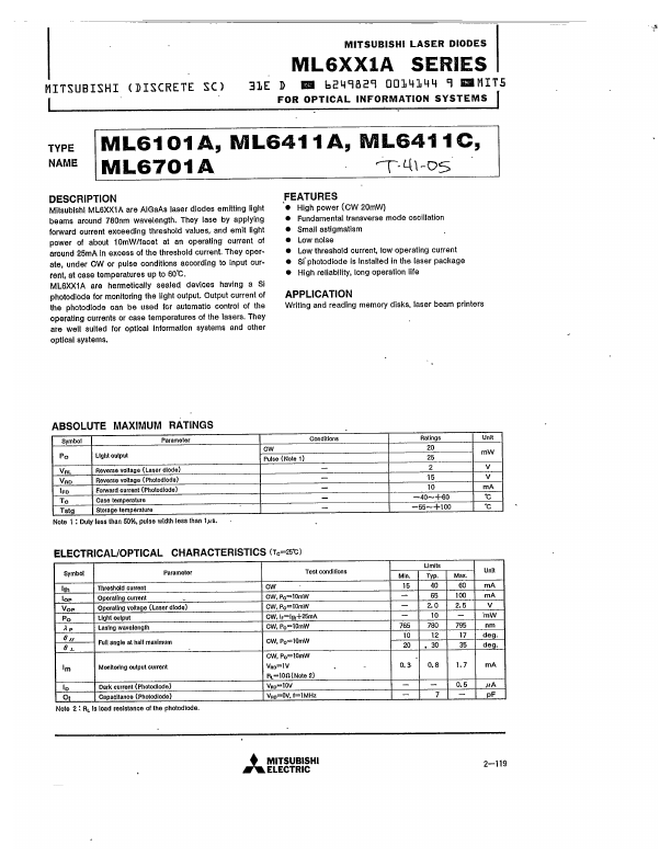 ML6701A Mitsubishi Electric