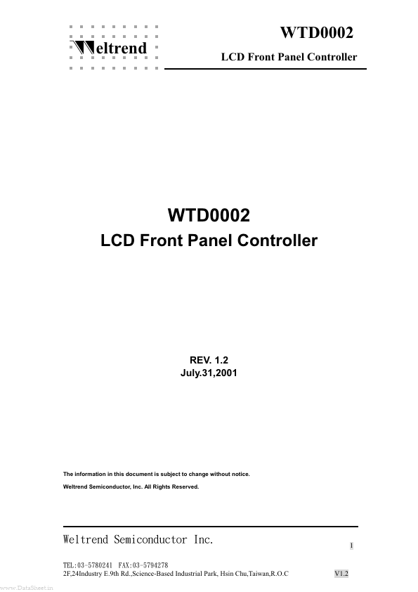 WTD0002 Weltrend Semiconductor