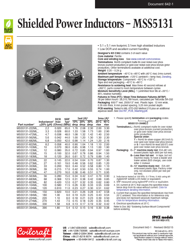 MSS5131-394MLD Coilcraft