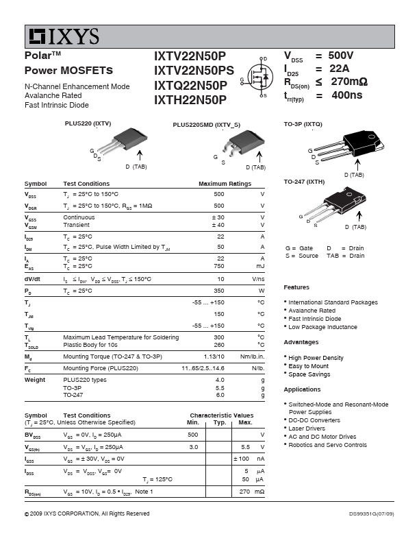 <?=IXTV22N50PS?> डेटा पत्रक पीडीएफ