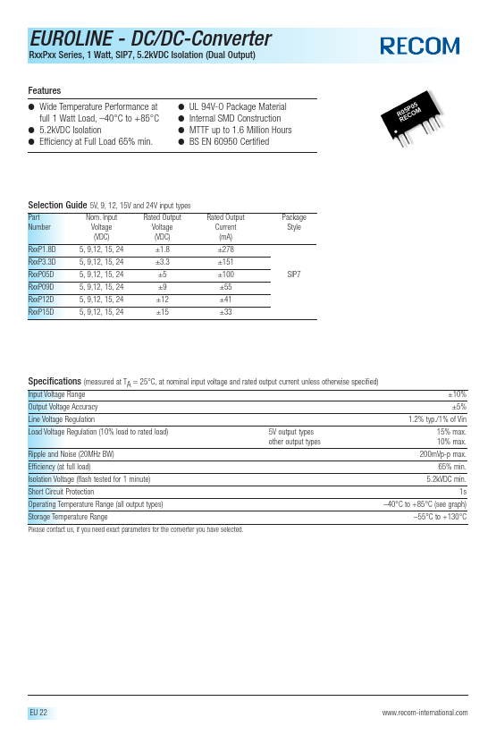 R2412D Recom International Power