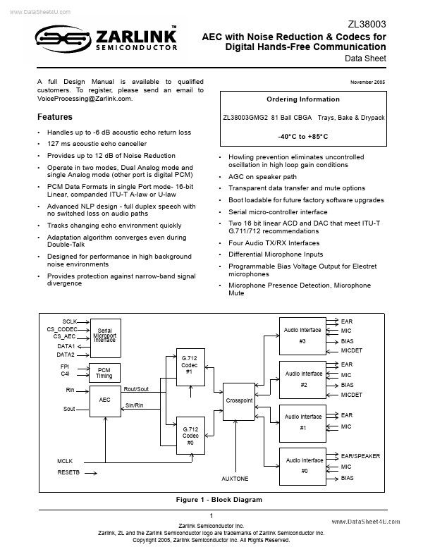 ZL38003 Zarlink Semiconductor