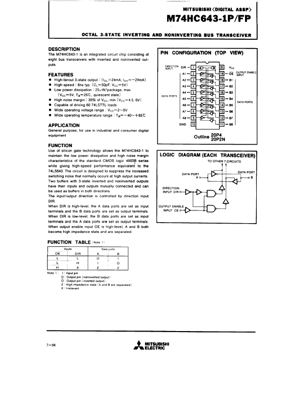 M74HC643-1FP Mitsubishi