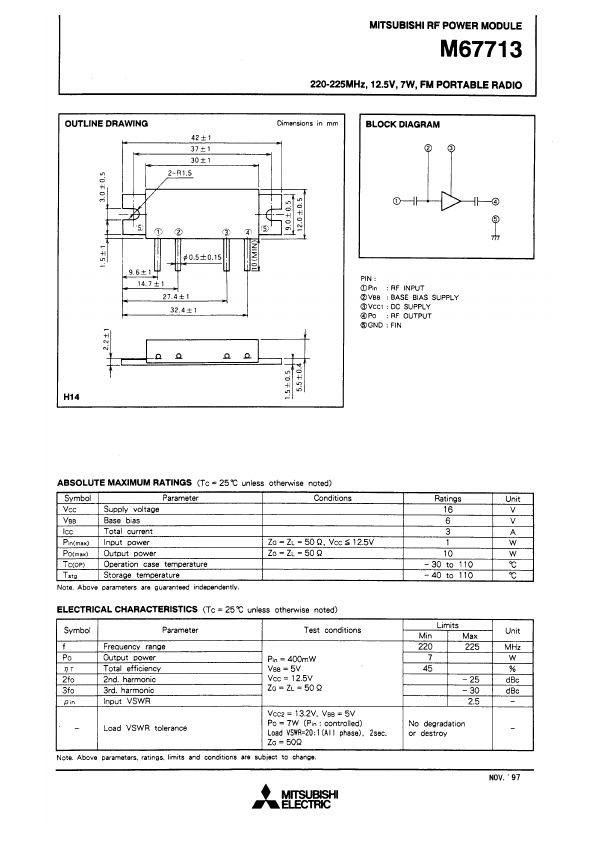 M67713 Mitsubishi Electric Semiconductor