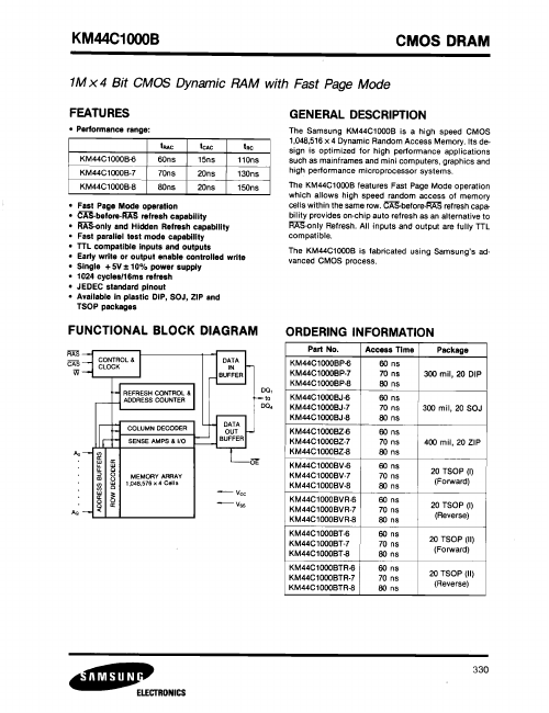 KM44C1000BJ Samsung semiconductor