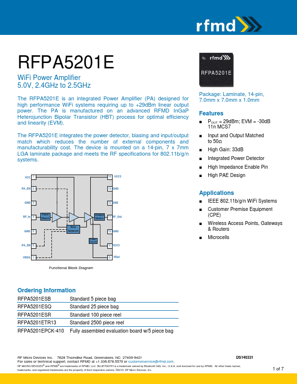 RFPA5201E RF Micro Devices