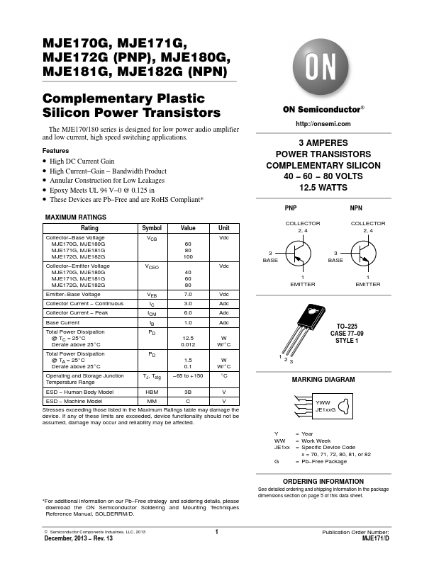 MJE170G ON Semiconductor