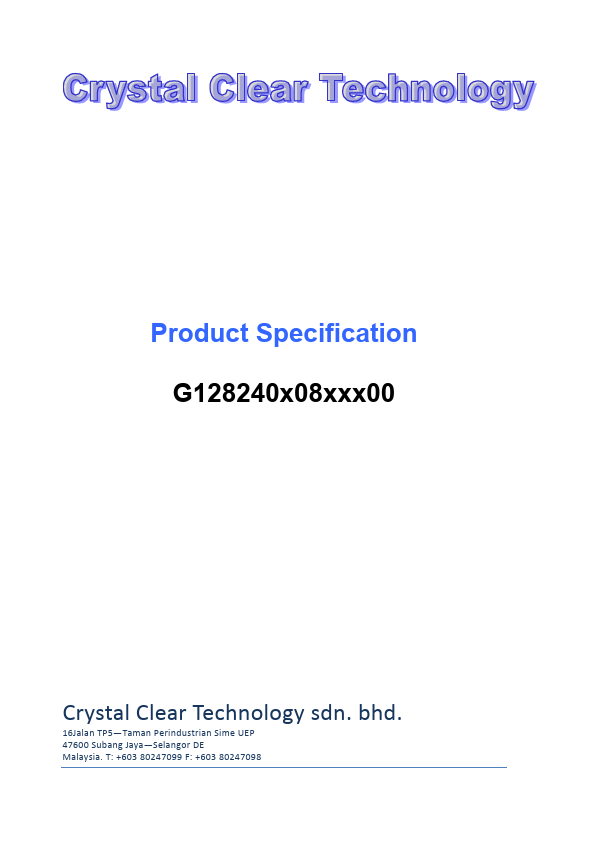 G128240W08 CRYSTAL CLEAR TECHNOLOGY