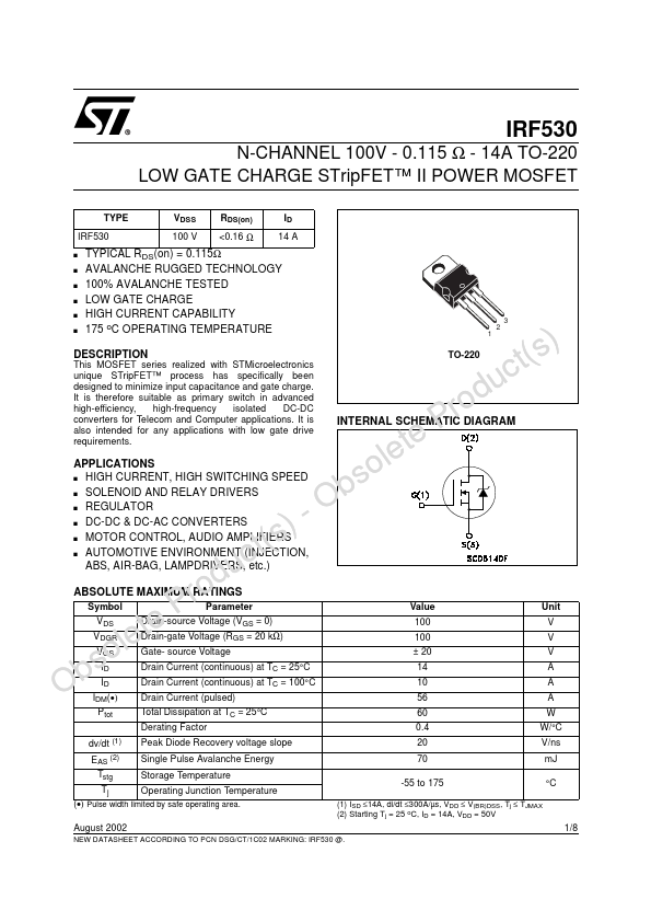 IRF530 STMicroelectronics